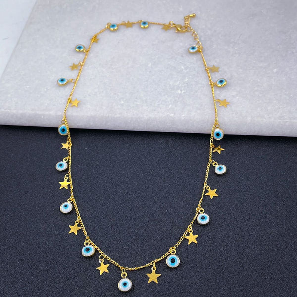 Copper Gold Star Evil Eye Charm Necklace Chain For Women Bulk Main image