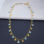 Copper Gold Star Evil Eye Charm Necklace Chain For Women Bulk