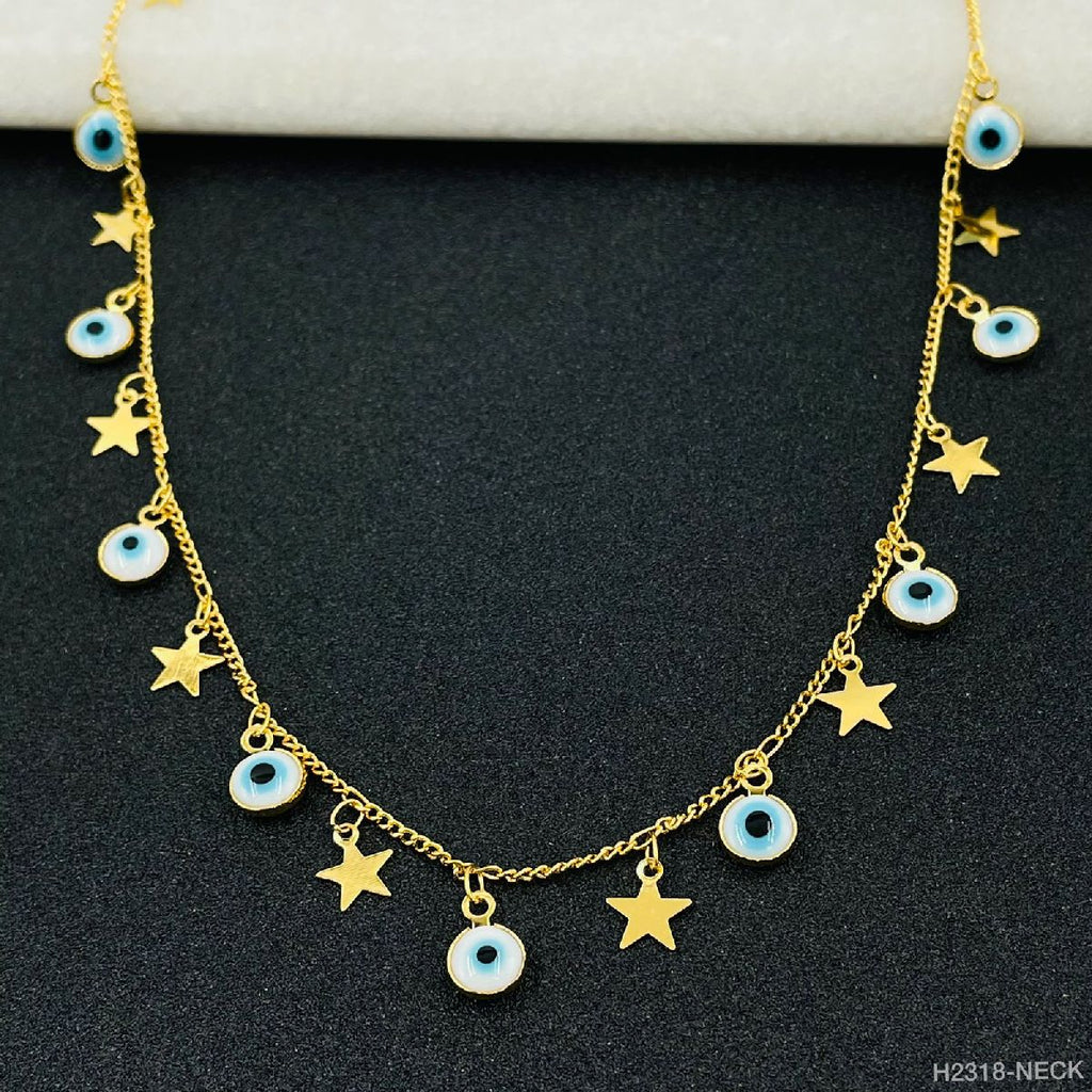 Copper Gold Star Evil Eye Charm Necklace Chain For Women Bulk