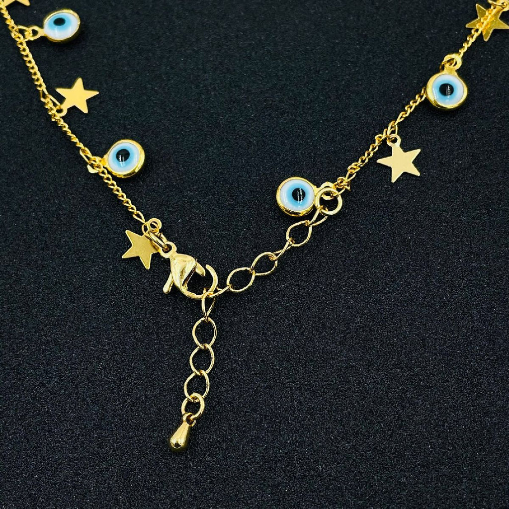 Copper Gold Star Evil Eye Charm Necklace Chain For Women Bulk