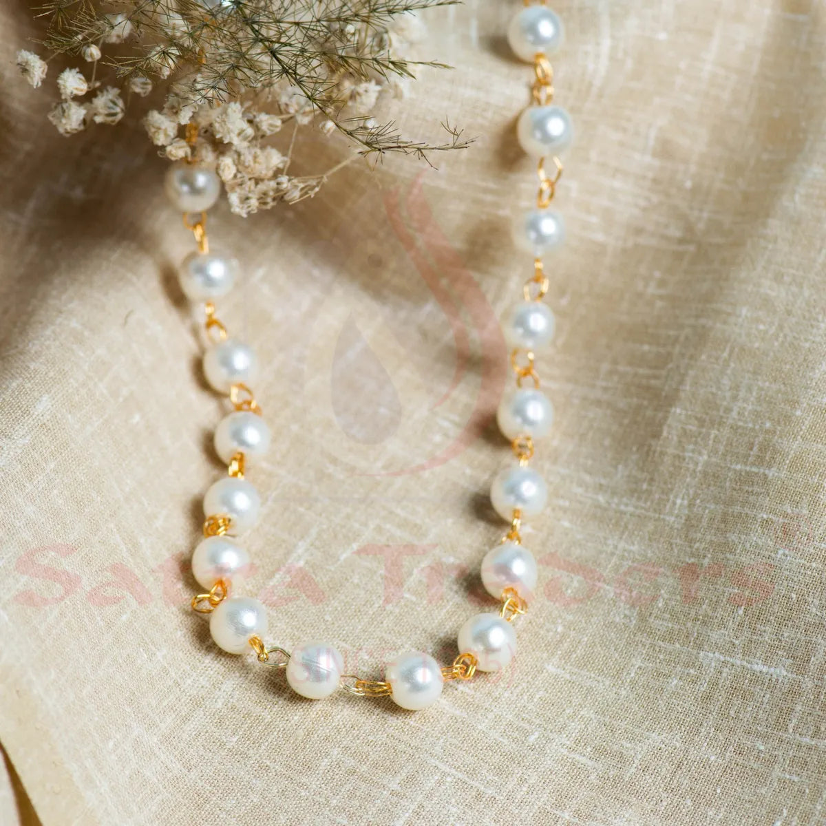 Pearl Moti 5Meter (3 Mm White Pearl) Chain Women Unisex Bulk Main image
