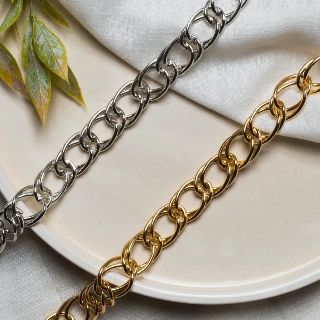 Aluminium Oval Plain 17 Mm Width 1 Meter Chain Women Unisex Bulk