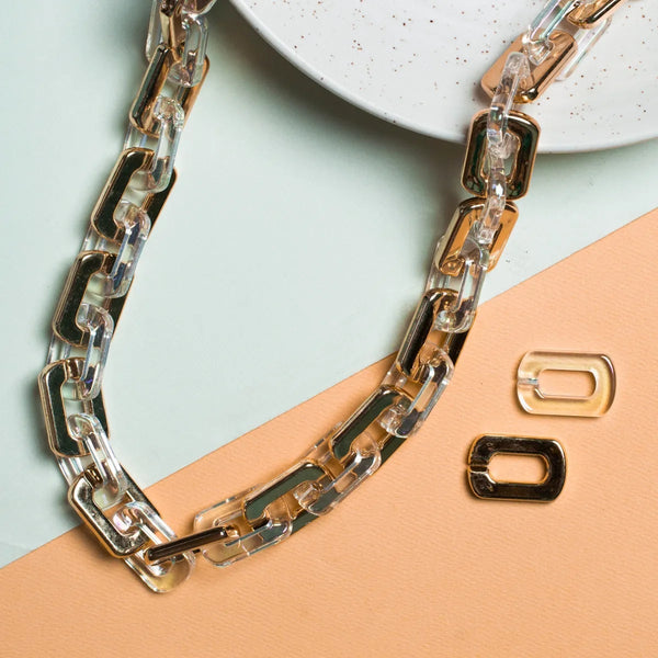 Transparent White+Golden Link Sunglasses Necklace Holder 1 Meter 21 Mm Mask Chain Women Unisex Main image
