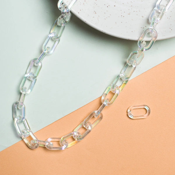 Transparent White Opal Link Sunglasses Necklace Holder 1 Meter 17 Mm Mask Chain Women Unisex Main image