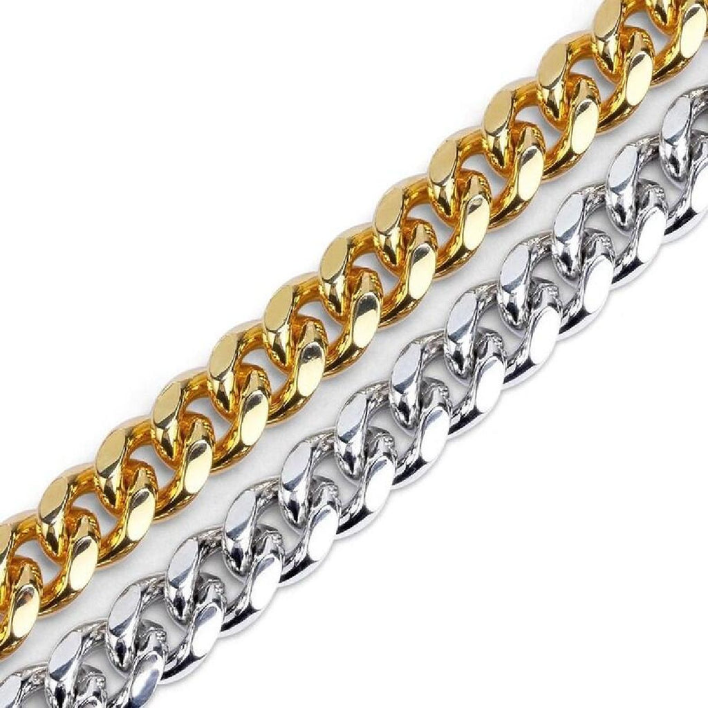 Hip Hop Iced Out Alloy Cuban Curb Silver Rhinestone Studded Chunky Necklace Chain 18" Men