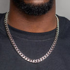 Hip Hop Iced Out Alloy Cuban Curb Silver Rhinestone Studded Chunky Necklace Chain 18" Men