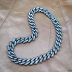 Hip Hop Iced Out Alloy Cuban Curb Gold Rhinestone Baguette Stainless Steel Necklace Chain 20"