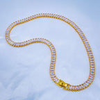 Hip Hop Iced Out Baguette Cubic Zirconia 18K Gold Necklace Chain Bulk