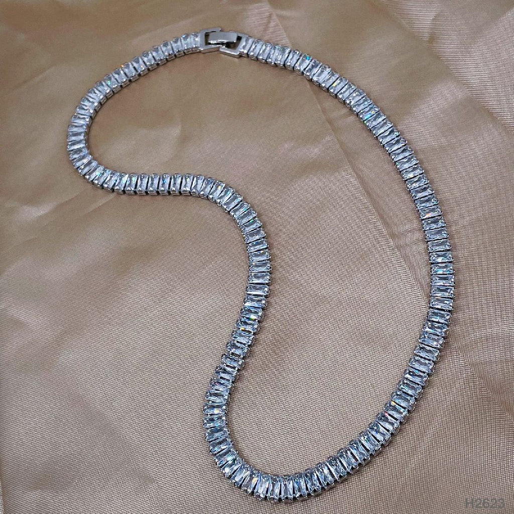 Hip Hop Iced Out Baguette Cubic Zirconia 18K Gold Necklace Chain Bulk