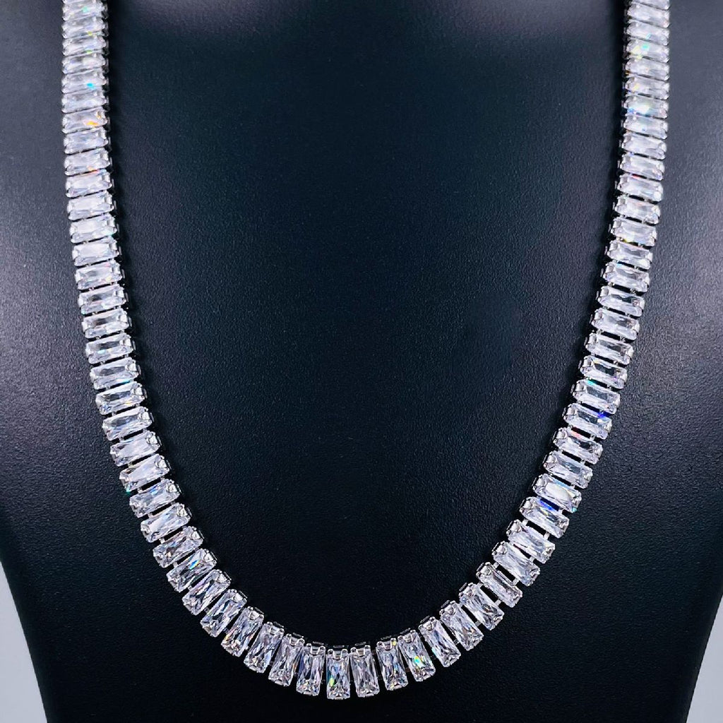 Hip Hop Iced Out Baguette Cubic Zirconia 18K Gold Necklace Chain Bulk