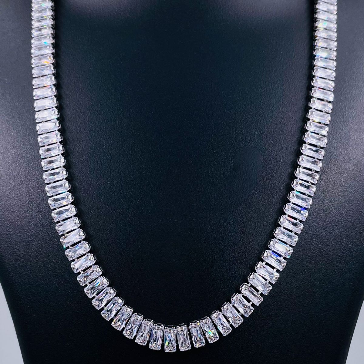 Hip Hop Iced Out Baguette Cubic Zirconia 18K Gold Necklace Chain Bulk