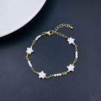 Star Pearl 18K Gold White Copper Link Bracelet For Women Bulk