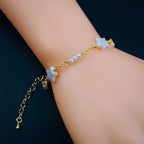 Star Pearl 18K Gold White Copper Link Bracelet For Women Bulk