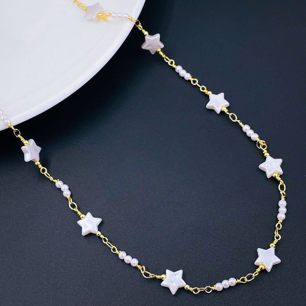 Star Pearl 18K Gold Copper Link Necklace Chain For Women Bulk