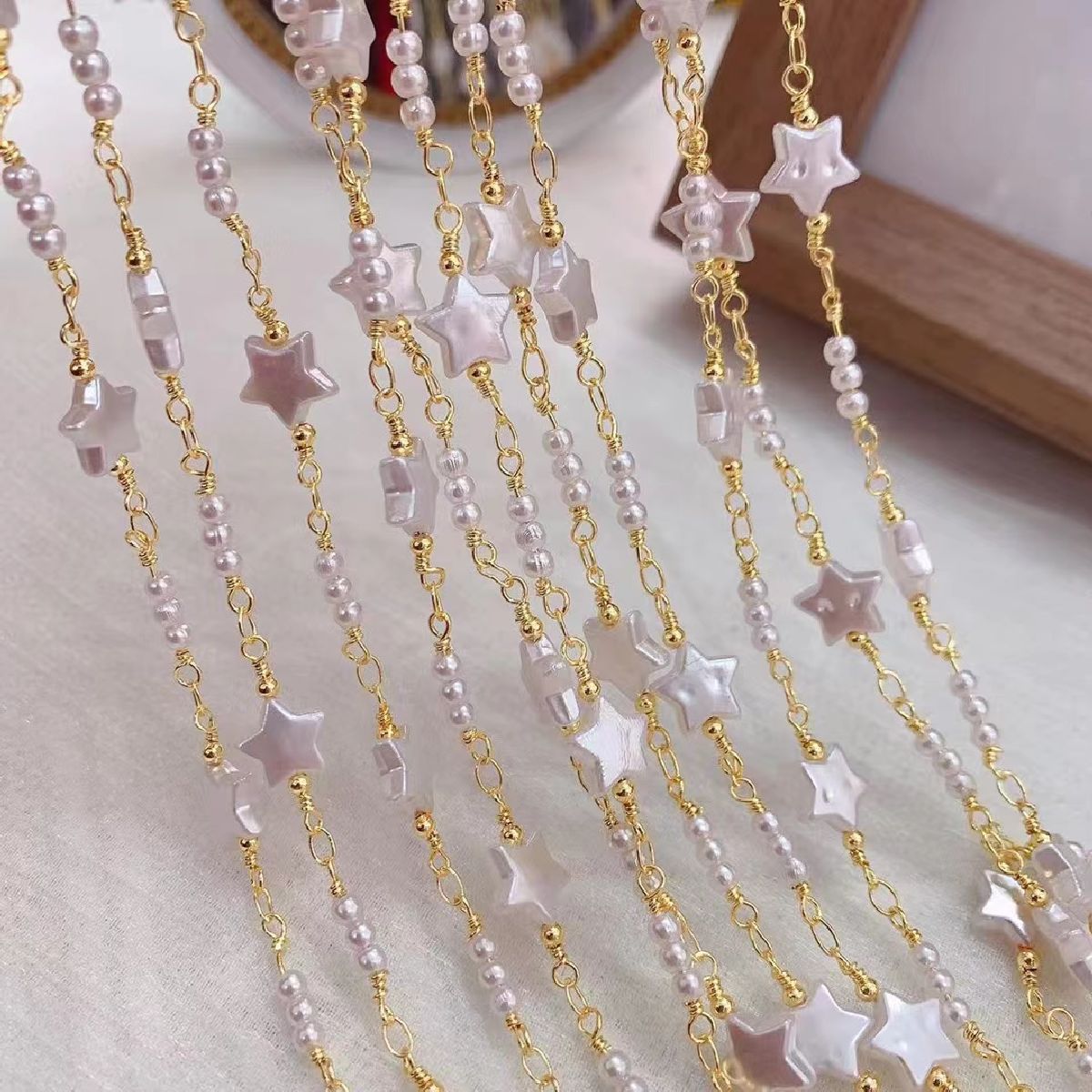 Star Pearl 18K Gold Copper Link Chain 1 Metre For Women Bulk Main image
