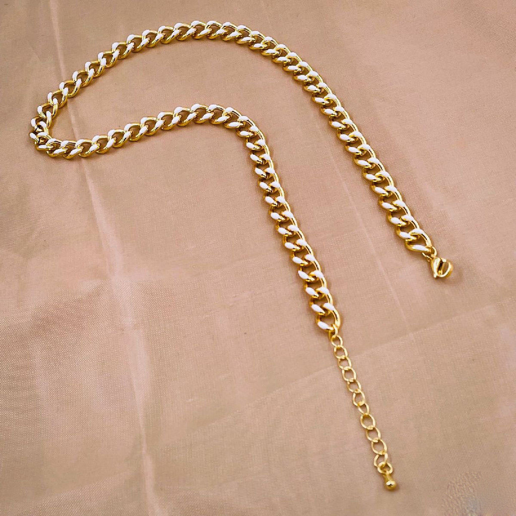 Curb Enamel 18K Gold Plated White Copper Necklace Chain For Women