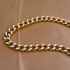 Curb Enamel 18K Gold Plated White Copper Necklace Chain For Women