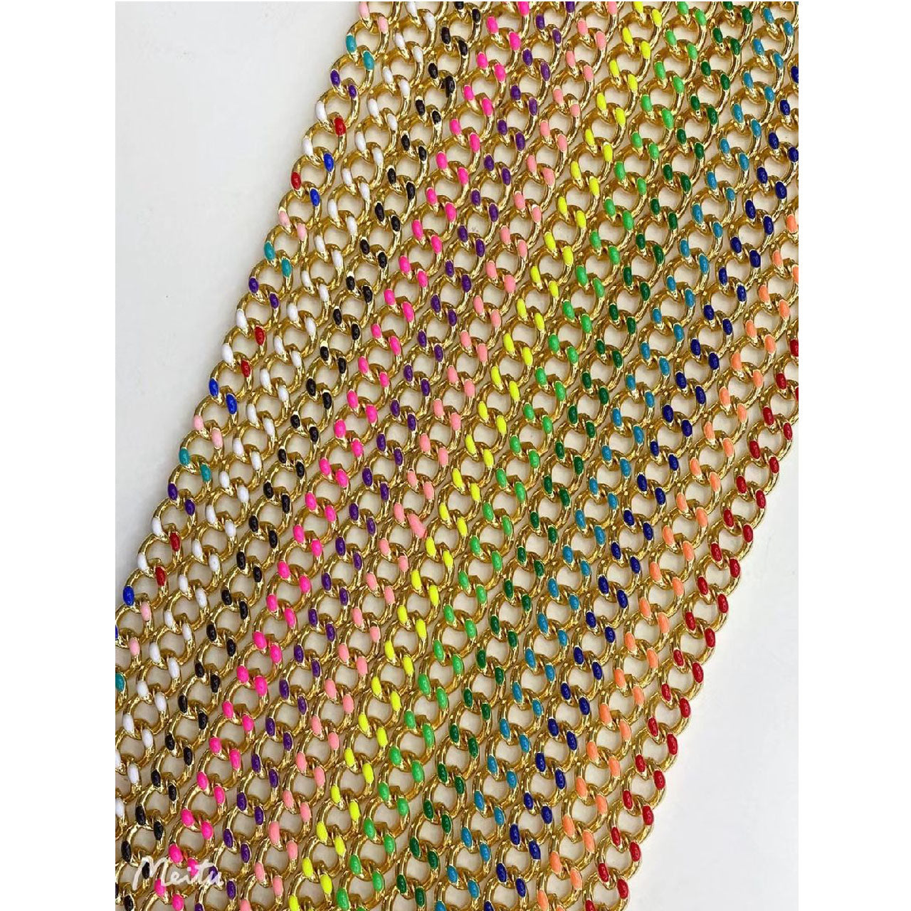 White Enamel 18K Gold Plated Copper Curb Chain 1 Metre For Women Bulk Main image