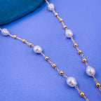 White Pearl Ball 18K Gold Copper Link Necklace Chain For Women Bulk