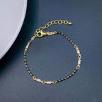 Black Beads Gold Baguette Crystal Bracelet Hand Mangalsutra Bulk