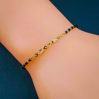 Black Beads Gold Baguette Crystal Bracelet Hand Mangalsutra Bulk