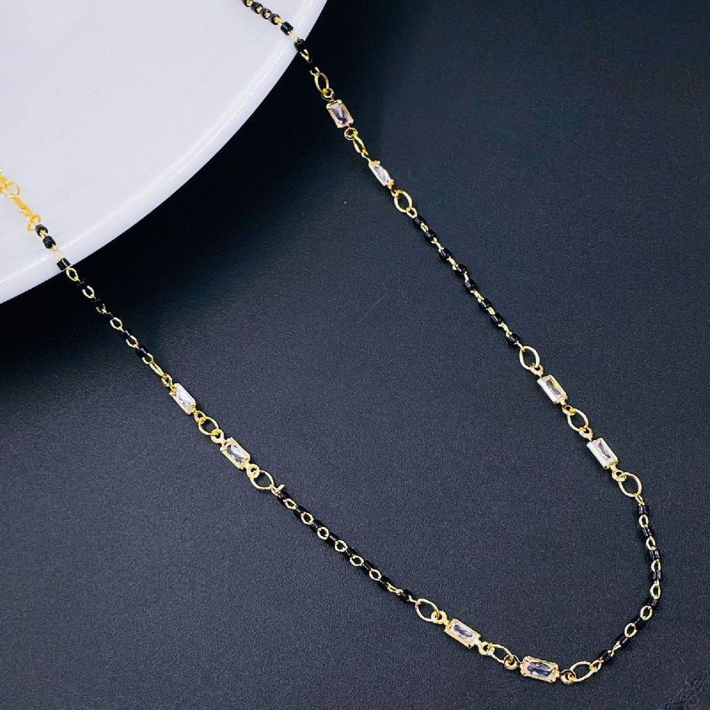 Black Beads 18K Gold Copper Baguette Crystal Mangalsutra Women Bulk