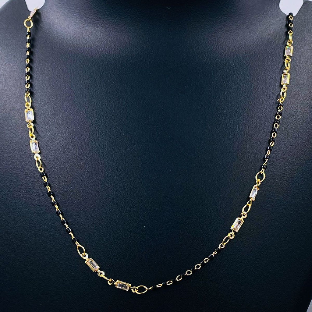 Black Beads 18K Gold Copper Baguette Crystal Mangalsutra Women Bulk