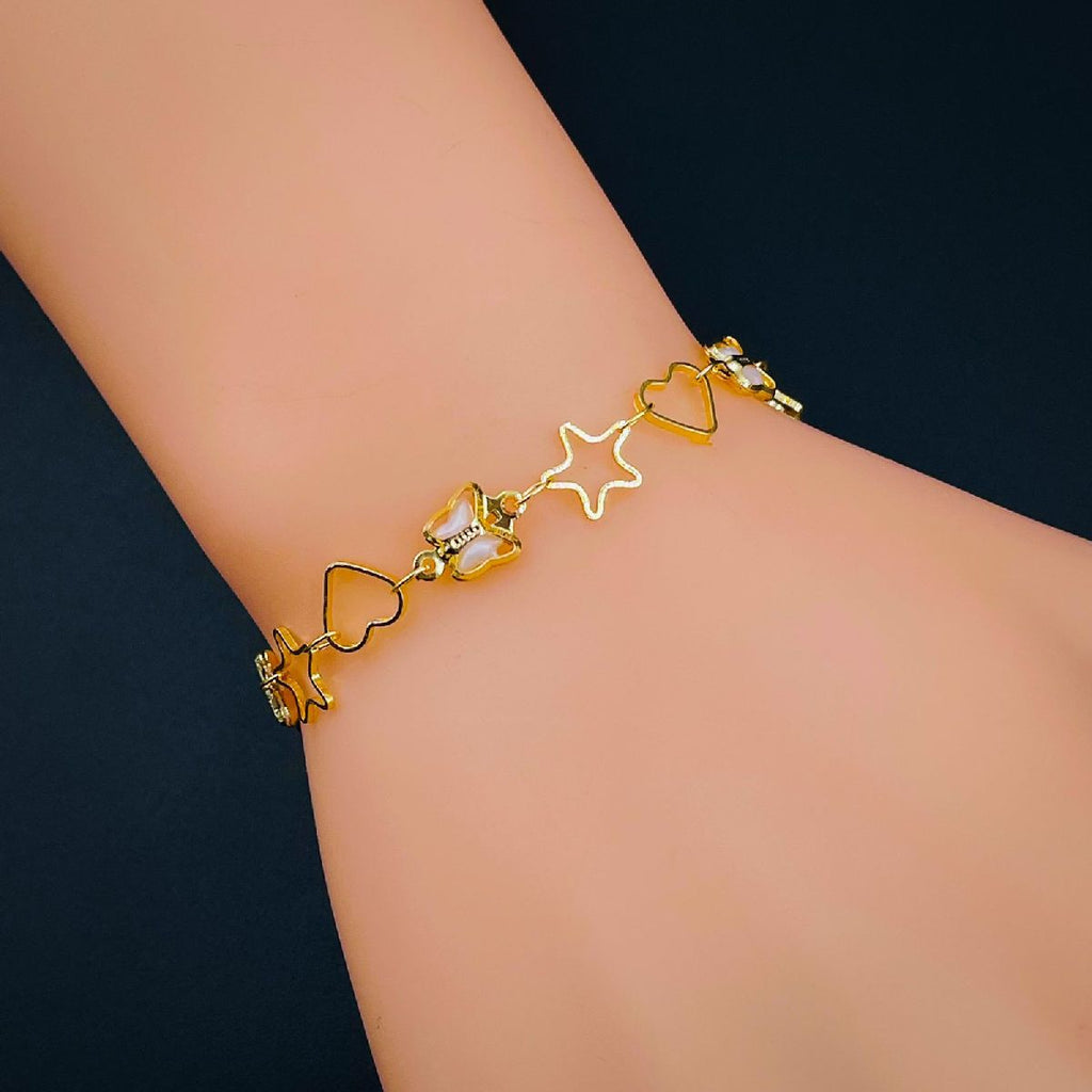 Butterfly Heart Star Gold Pearl Copper Link Charm Bracelet Women Bulk