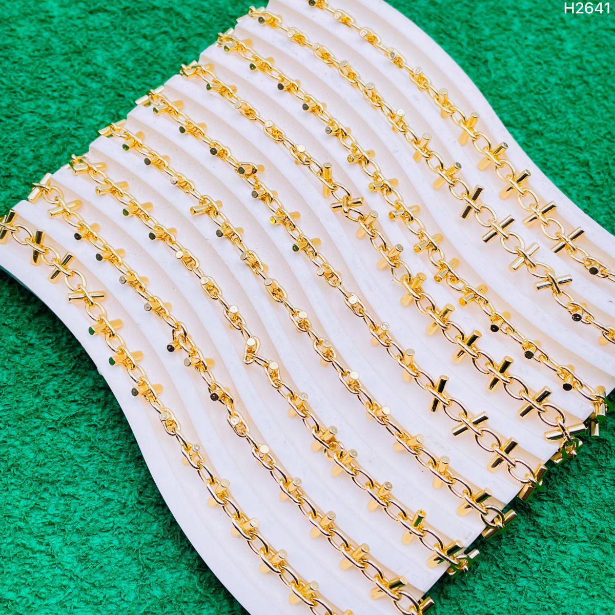 Oval Criss Cross T O Links 18K Gold Anti Tarnish Chain 1 Metre Bulk