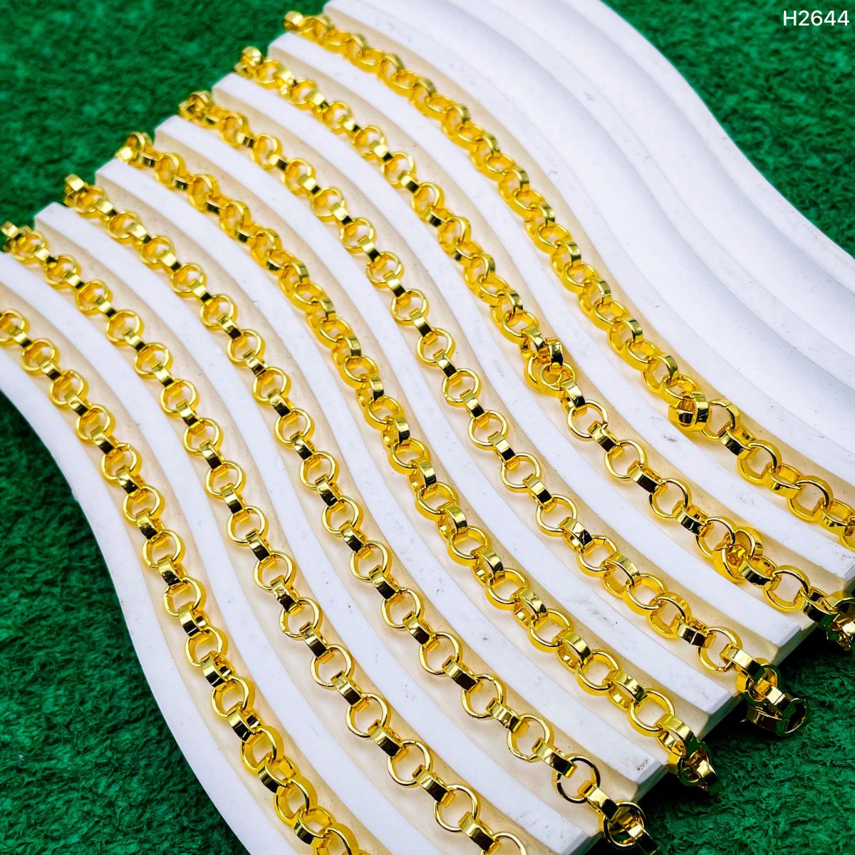 Round Links Glossy Links 18K Gold Anti Tarnish Chain 1 Metre Bulk
