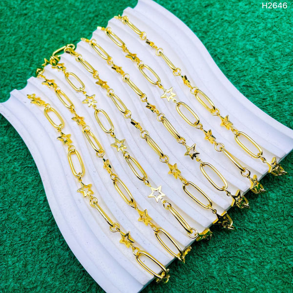 Paper Clip Star Glossy Links 18K Gold Anti Tarnish Chain 1 Metre Bulk Main image