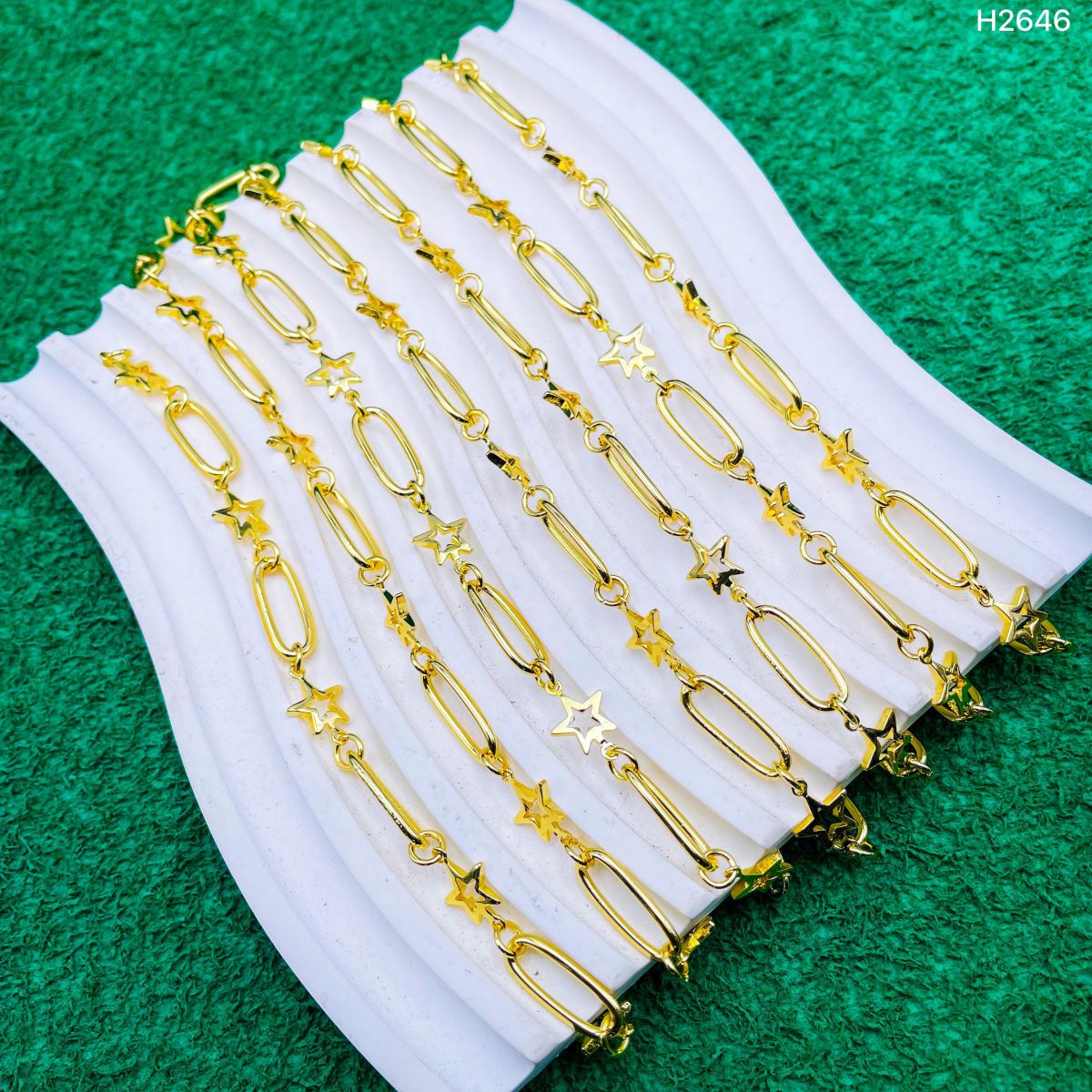 Paper Clip Star Glossy Links 18K Gold Anti Tarnish Chain 1 Metre Bulk