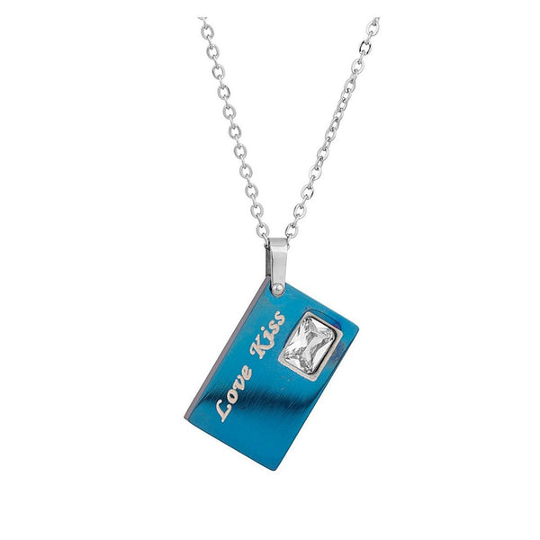 Blue 316L Stainless Steel I Love You Pendant For Men Women Bulk Main image