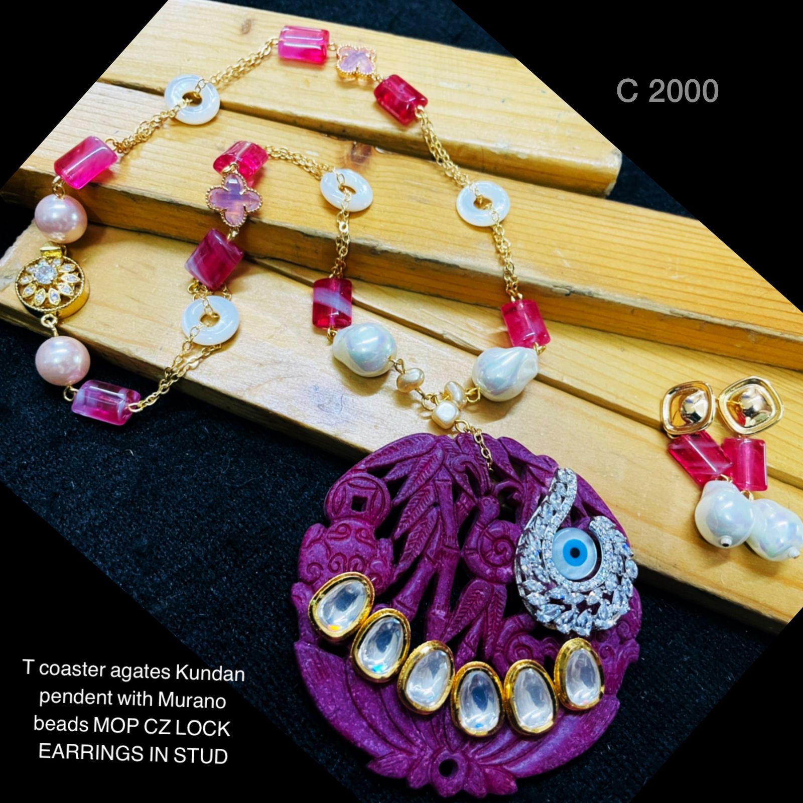 T Coaster Murano Beads Evil Eye Necklace Set Bulk