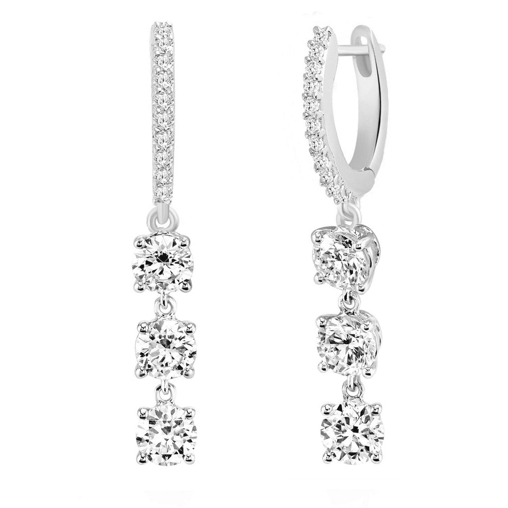 Brass 18K Rose Gold Round Crystal Dangler Earring Pair For Women Bulk