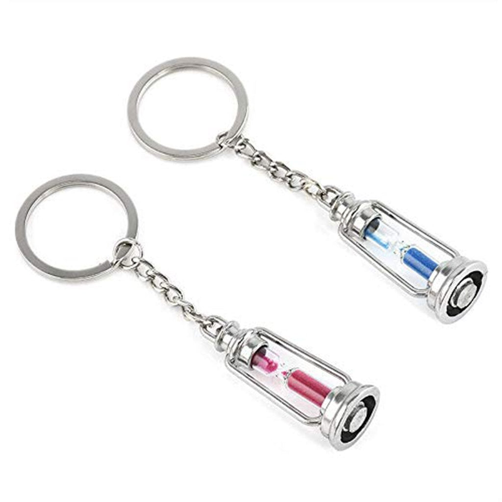 Hour Glass Sand Clock Timer Lamp Lantern Blue Pink Key Chain Pack 2
