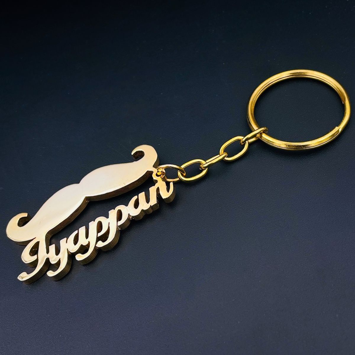 personalized custom engraved letter name Gold Stainless Steel Keychain Main image