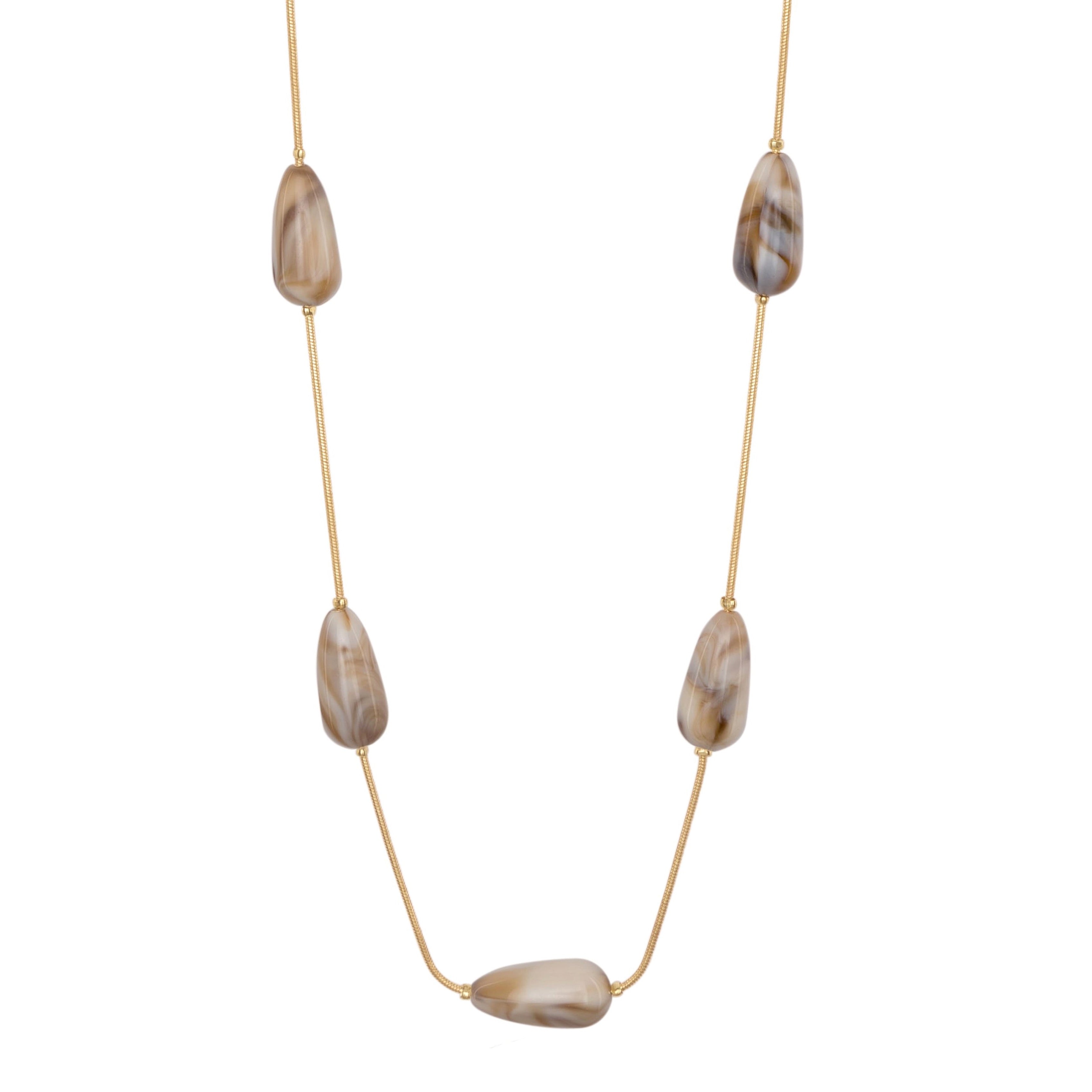 Sublime Magic Multiway Long Acrylic 18K Gold Anti Tarnish Grey Necklace Chain For Women