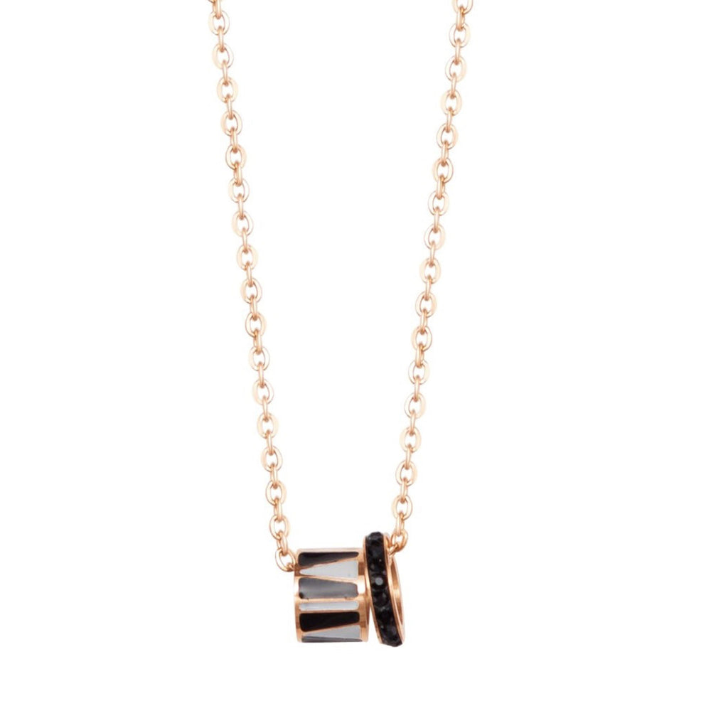 Monochrome Crush Crystals 18K Gold Stainless Steel Anti Tarnish Black Necklace Chain For Women