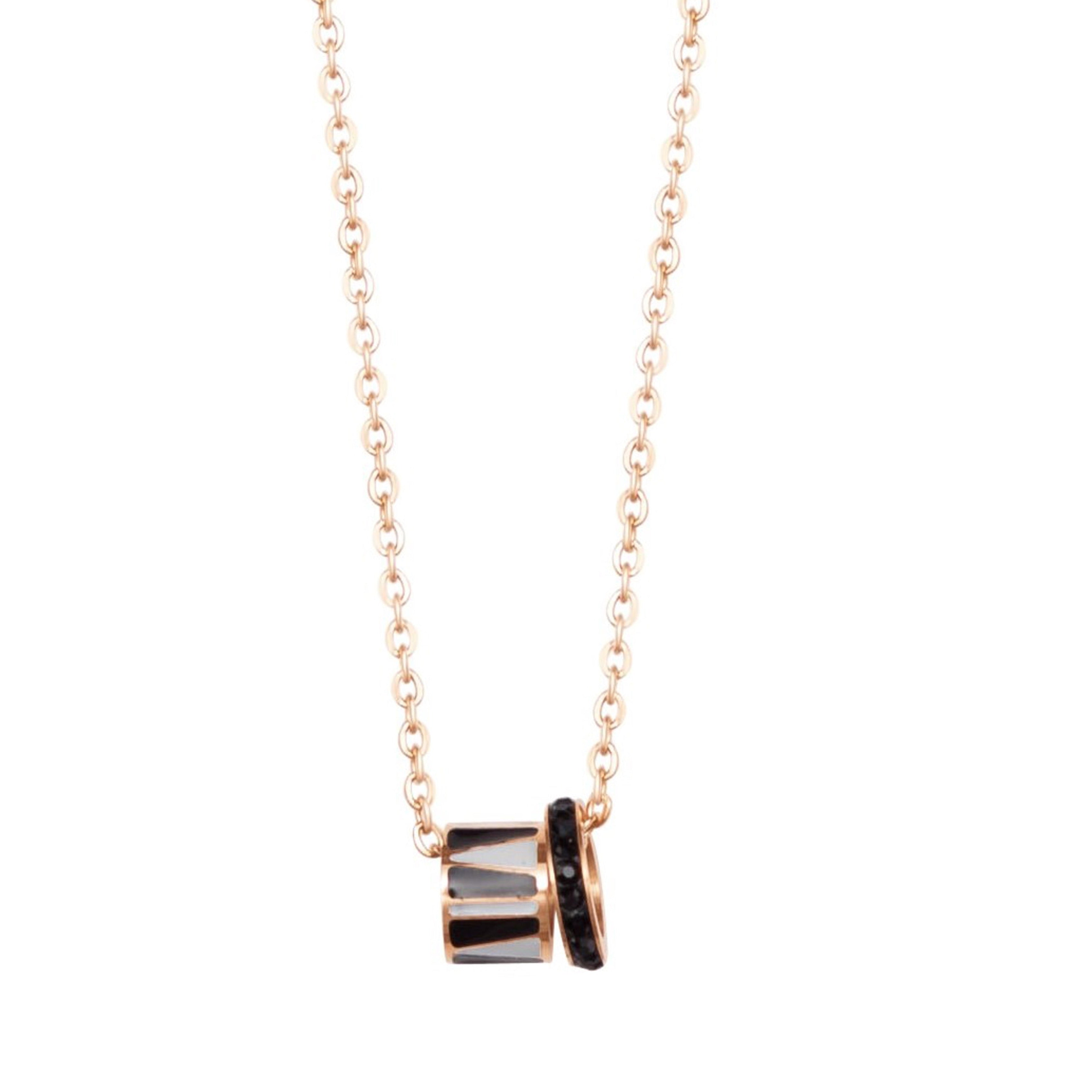 Monochrome Crush Crystals 18K Gold Stainless Steel Anti Tarnish Black Necklace Chain For Women
