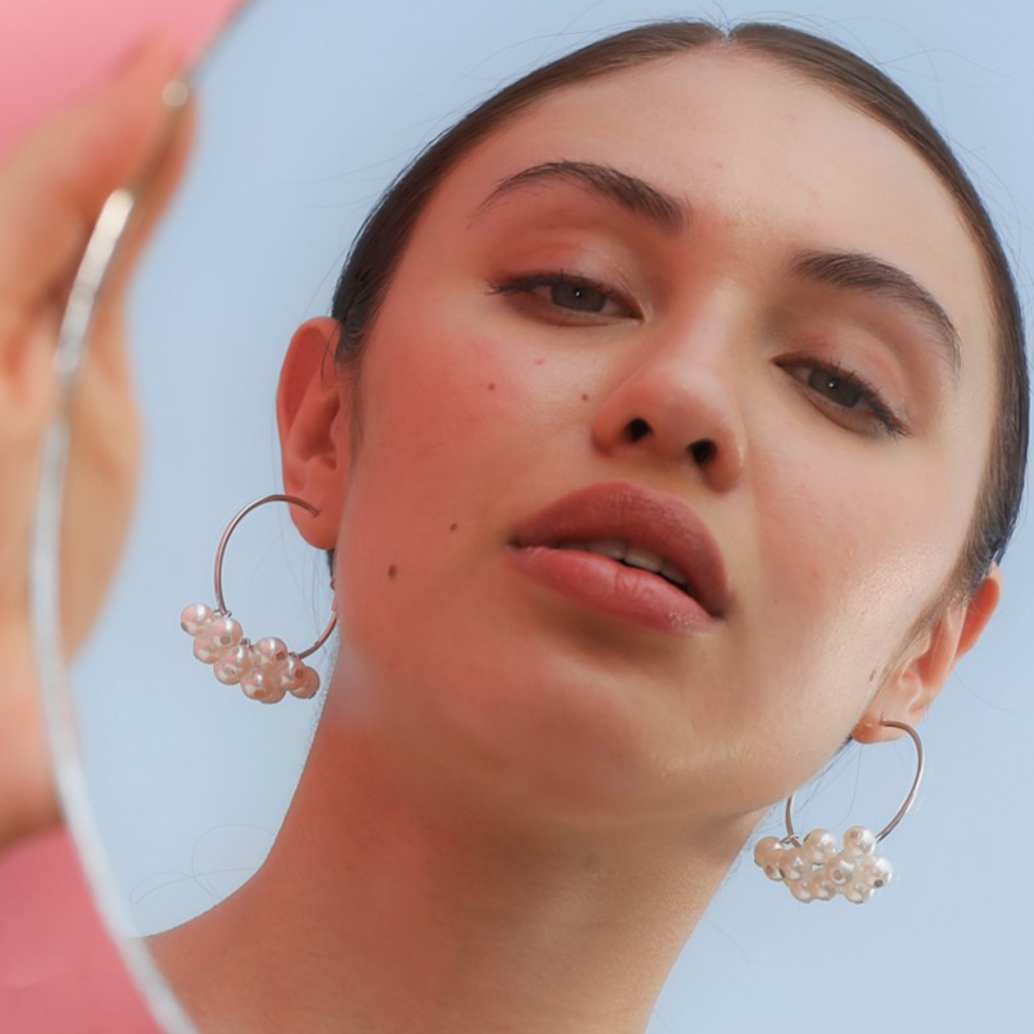 Fusion Pearl Silver Anti Tarnish White Gold Hoop Chandelier Earring For Women Main image