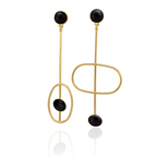 Noir Mismatch Crystals 18K Gold Anti Tarnish Black Tassel Dangler Earring For Women