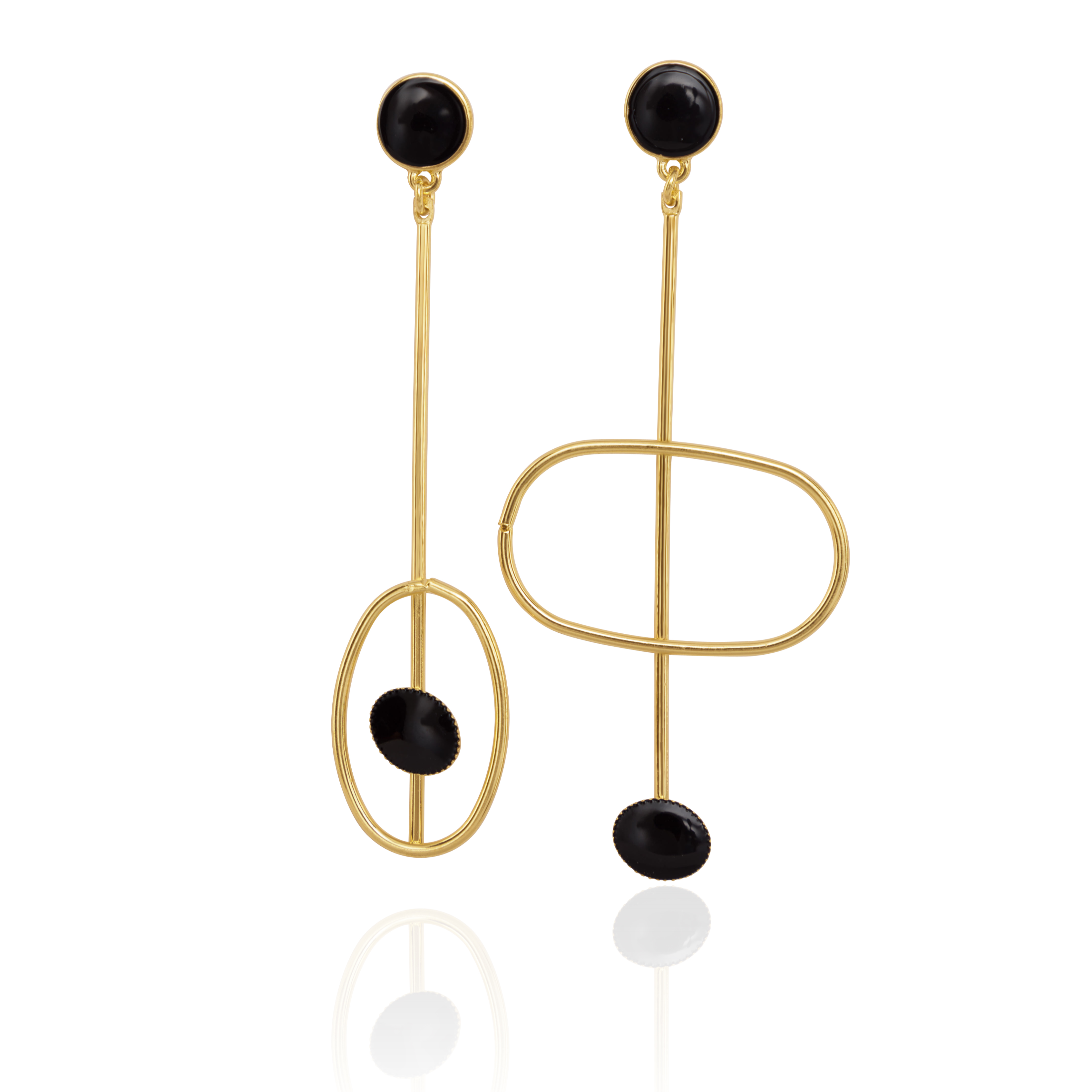 Noir Mismatch Crystals 18K Gold Anti Tarnish Black Tassel Dangler Earring For Women