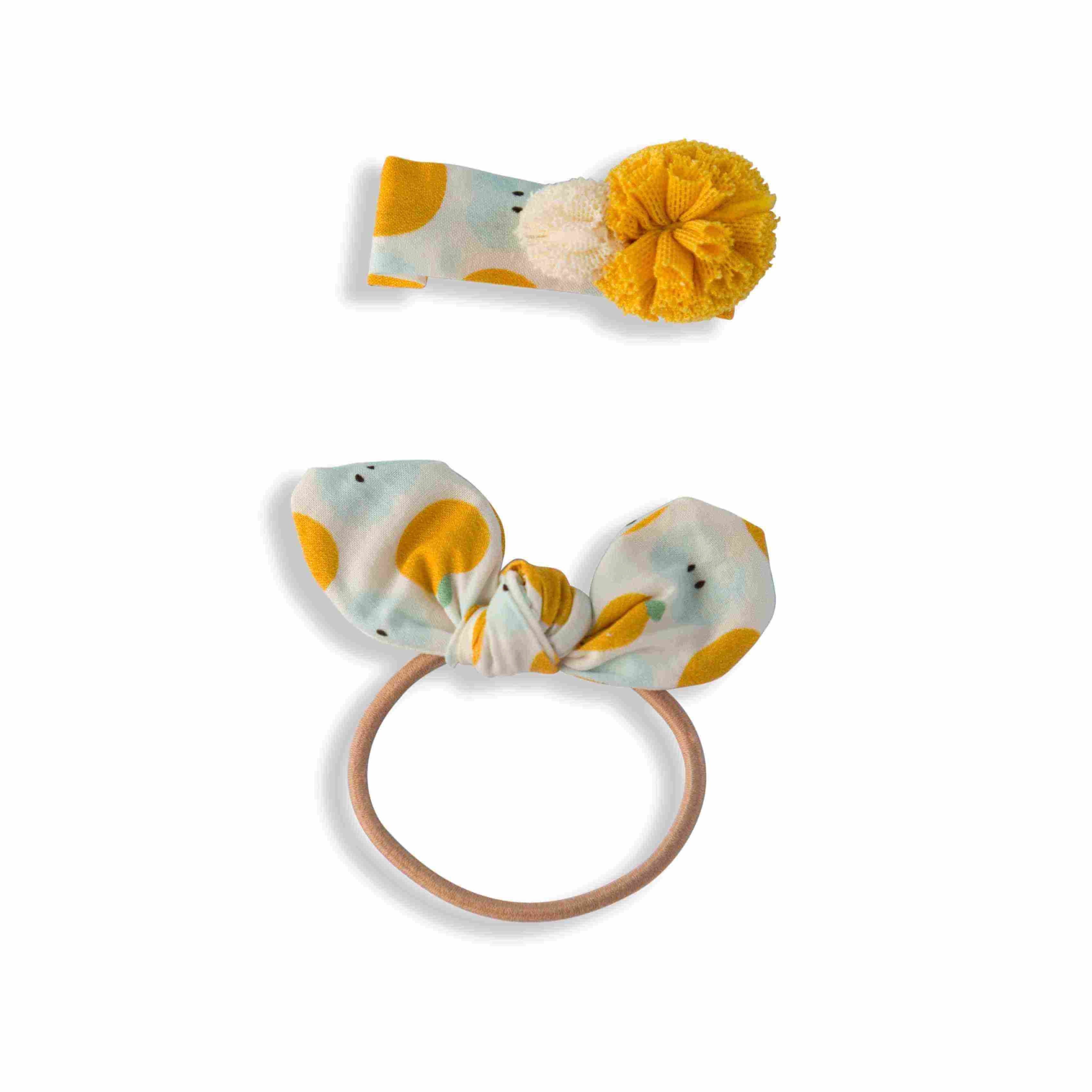Minnie Moo Yellow White Fabric Hair Clip Band Accessories Pack Of 2 Pcs For Girl Women Main image