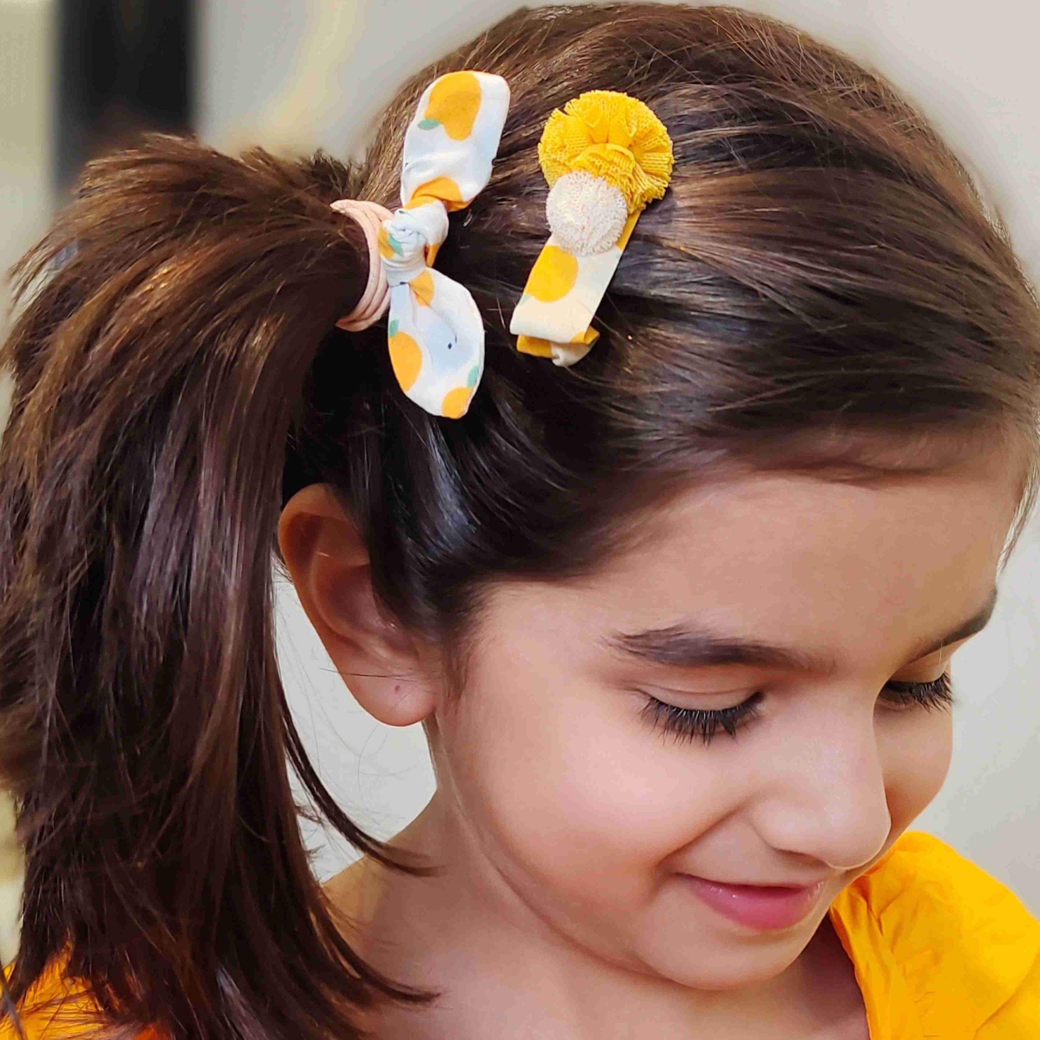 Minnie Moo Yellow White Fabric Hair Clip Band Accessories Pack Of 2 Pcs For Girl Women Secondary image