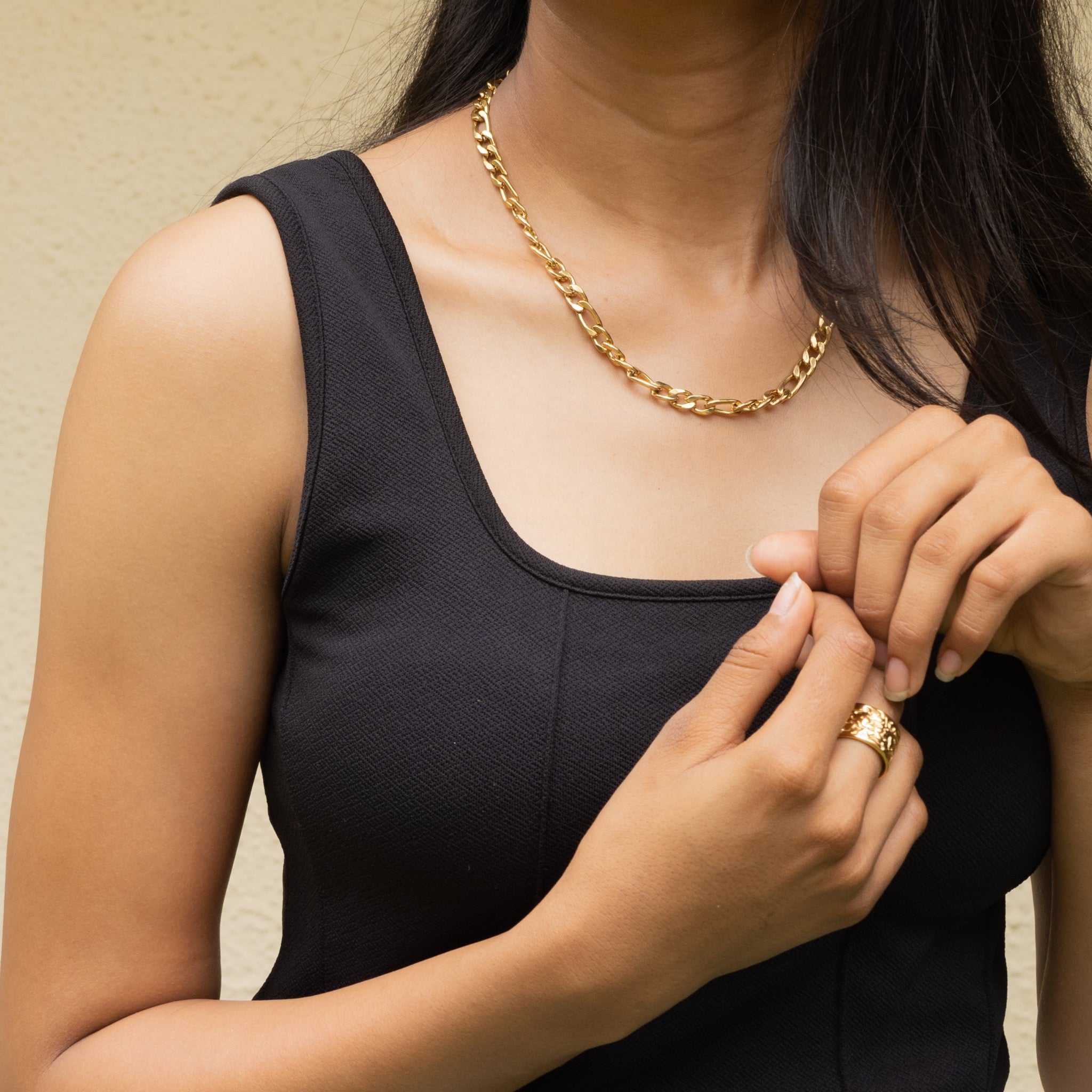 Half Curb Chain Gold Stainless Steel Anti Tarnish Necklace Chain Bulk