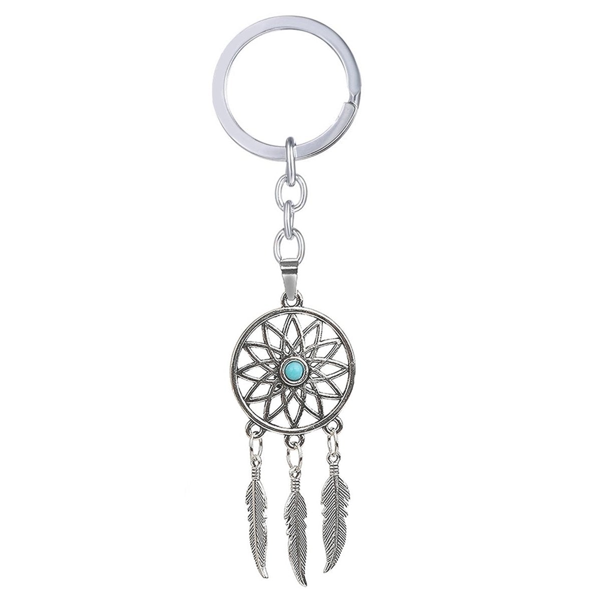 Dream Catcher Oxidised Afghani Bohemian Tribal Silver Blue Key Chain