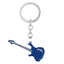 Stainless Steel Neon Blue Musical Guitar Key Chain Key Ring Bulk
