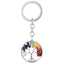 Tree Of Life Natural 7 Chakra Reiki Heaing Crystal Stones Key Chain