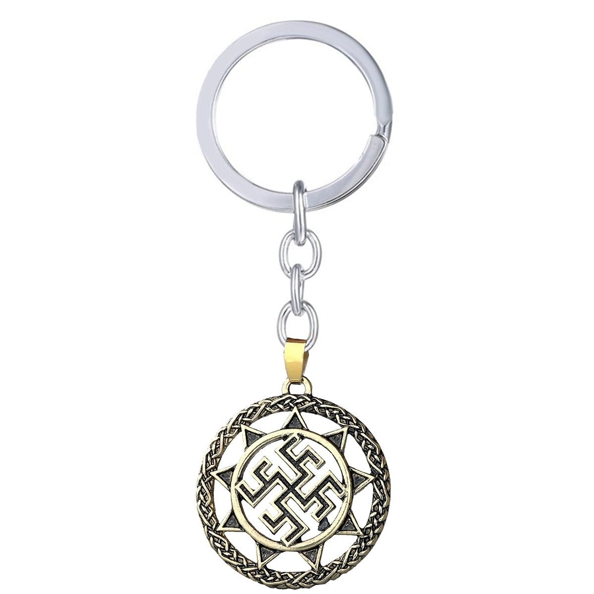 Vintage Swastik Talisman Bronze Key Chain Key Ring Bulk Main image